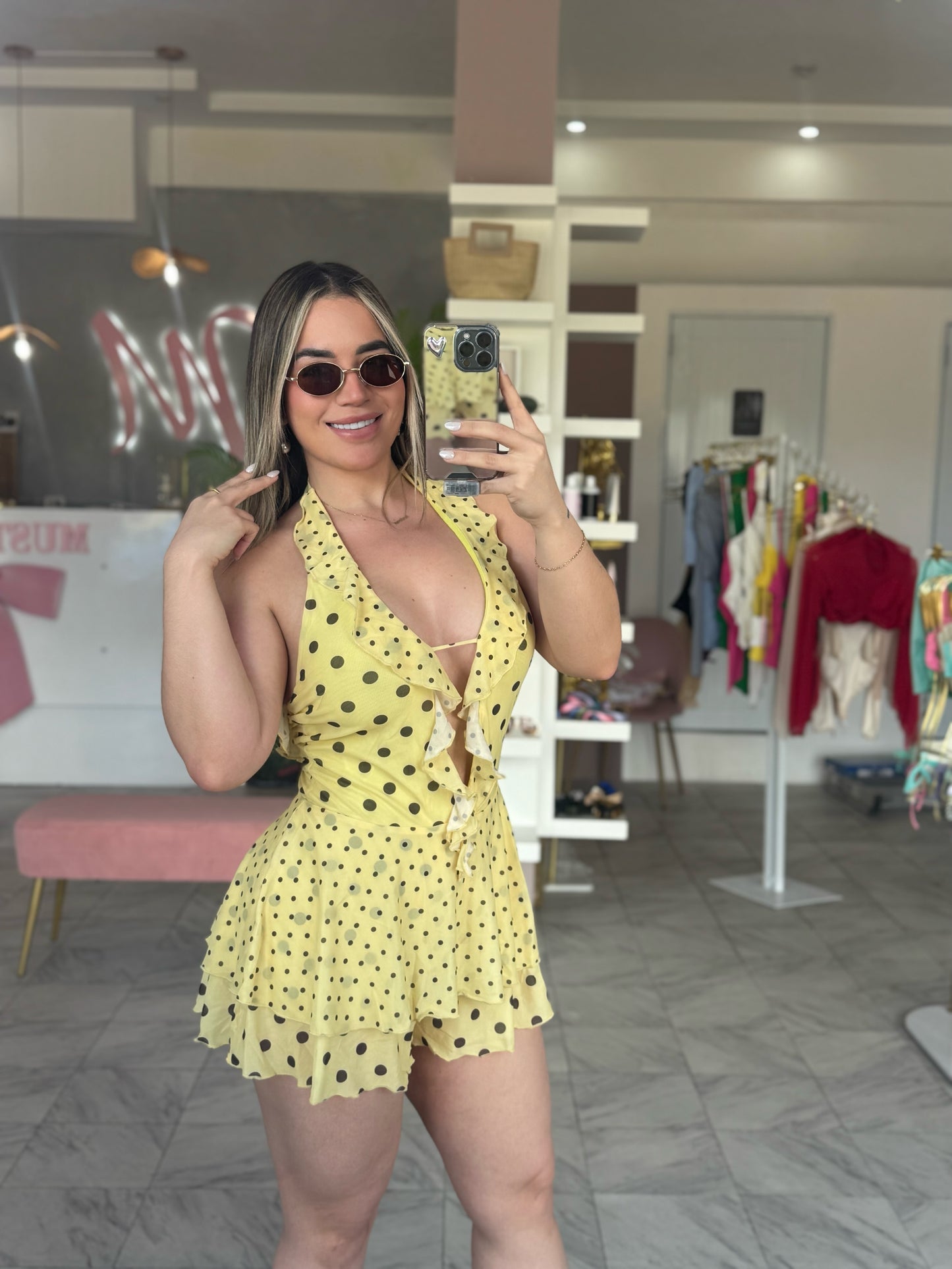 BROWN DOTS ROMPER