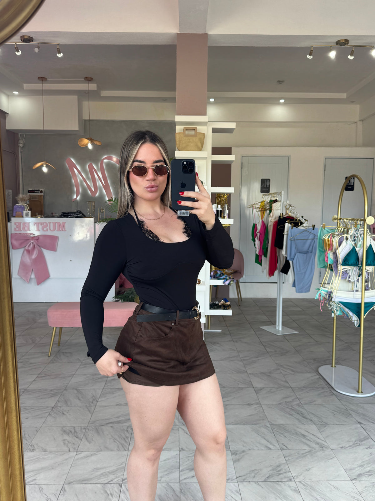 SUEDE CHOCOLATE SKORT
