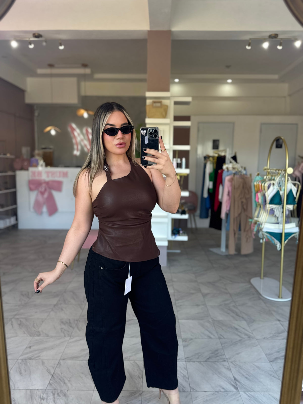 LEATHER CHOCO TOP