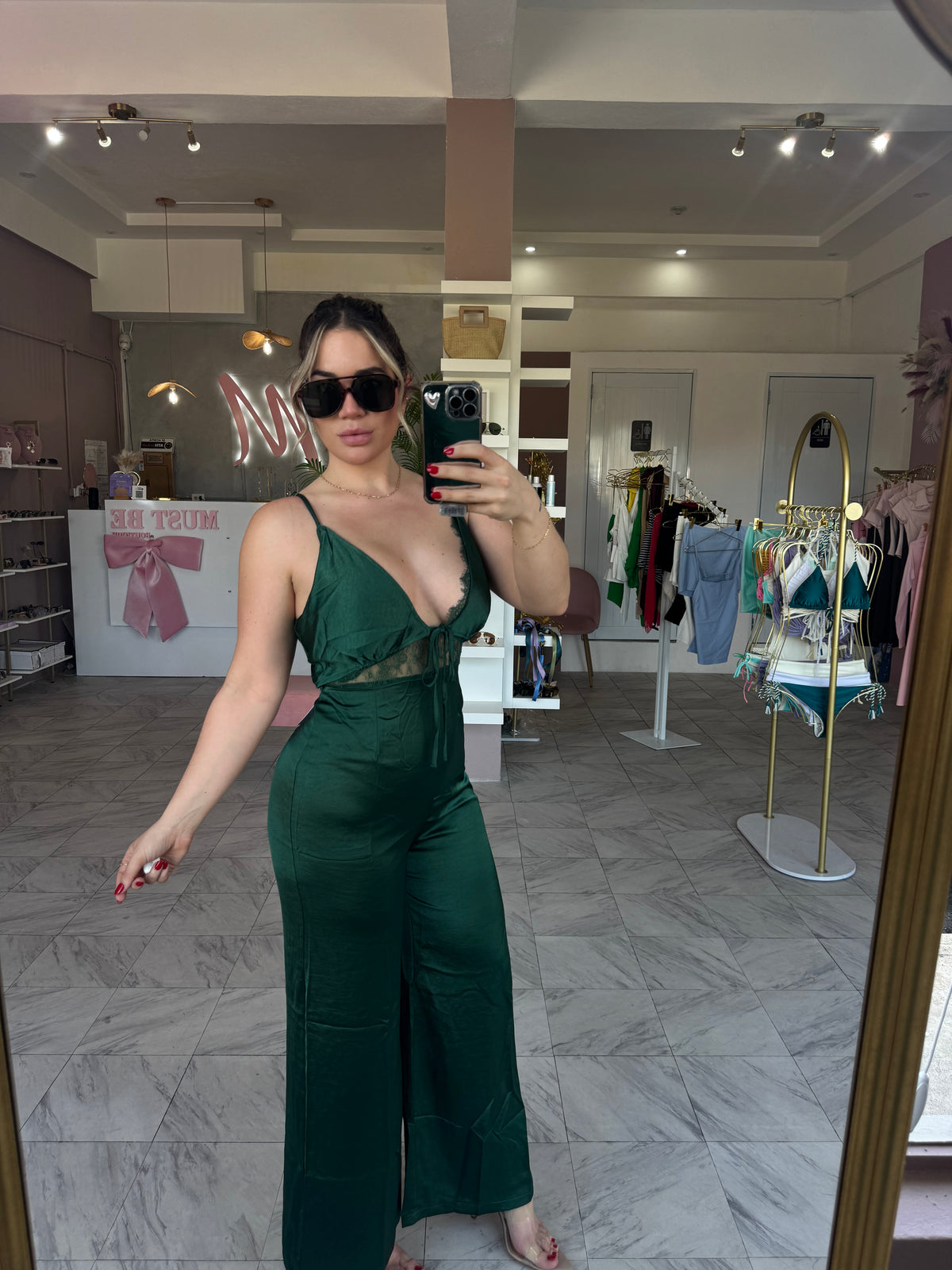 GREEN LUX LACE SUIT