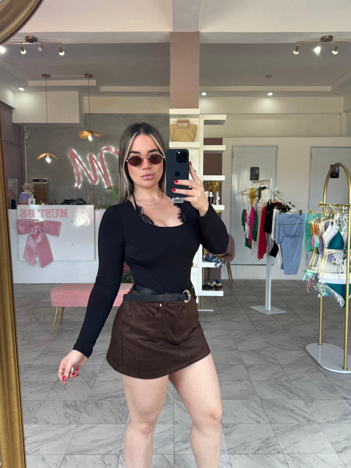 SUEDE CHOCOLATE SKORT