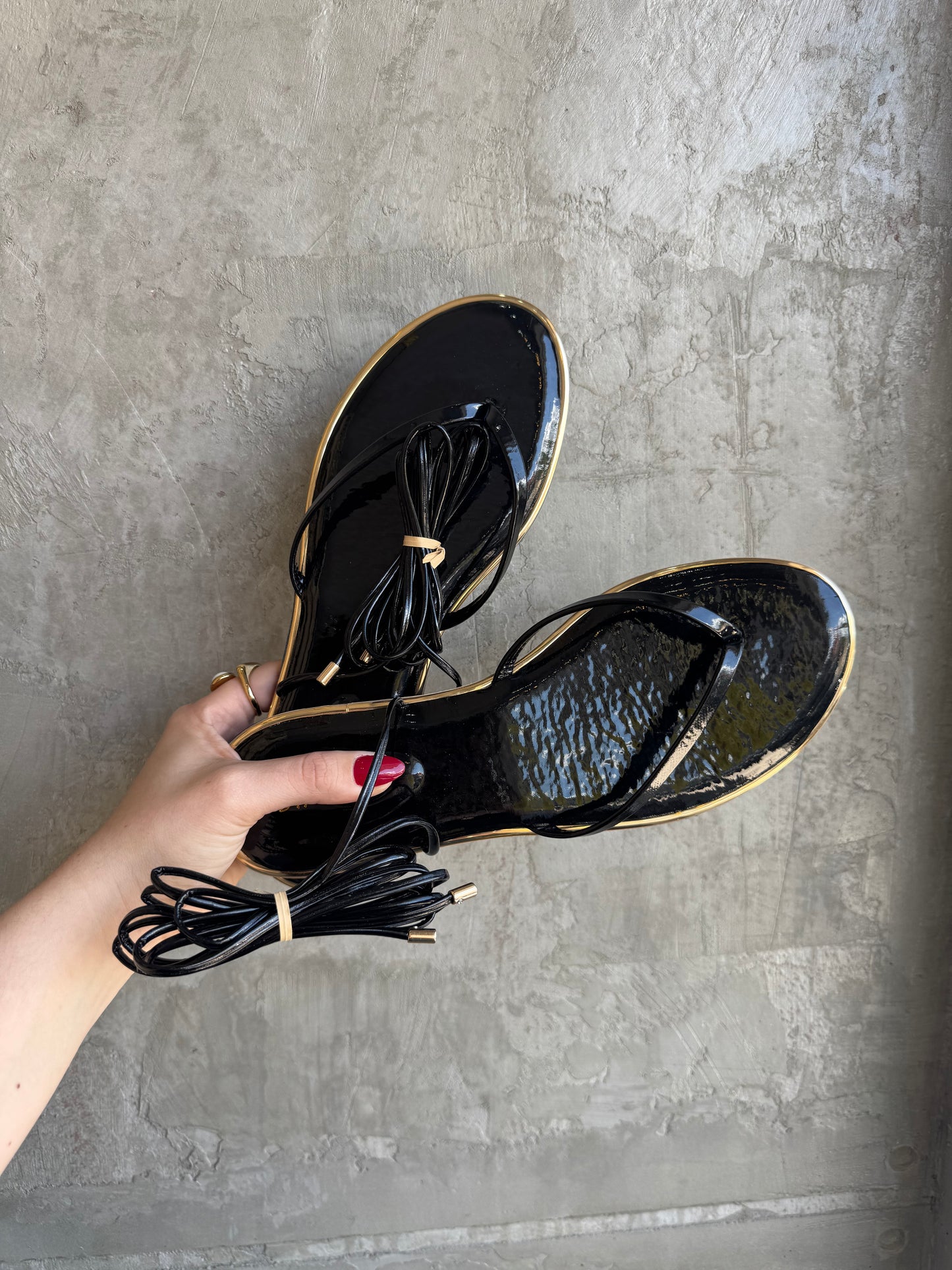 Gold & Black Flats