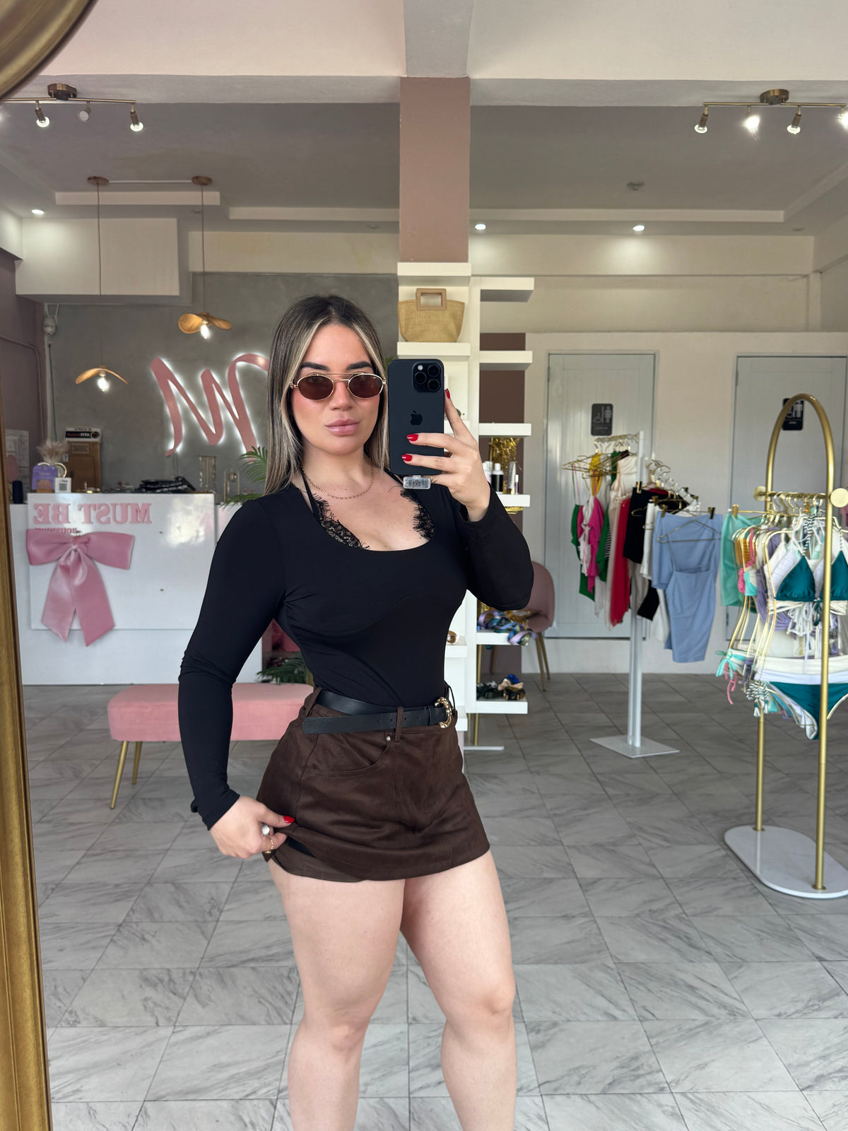 SUEDE CHOCOLATE SKORT