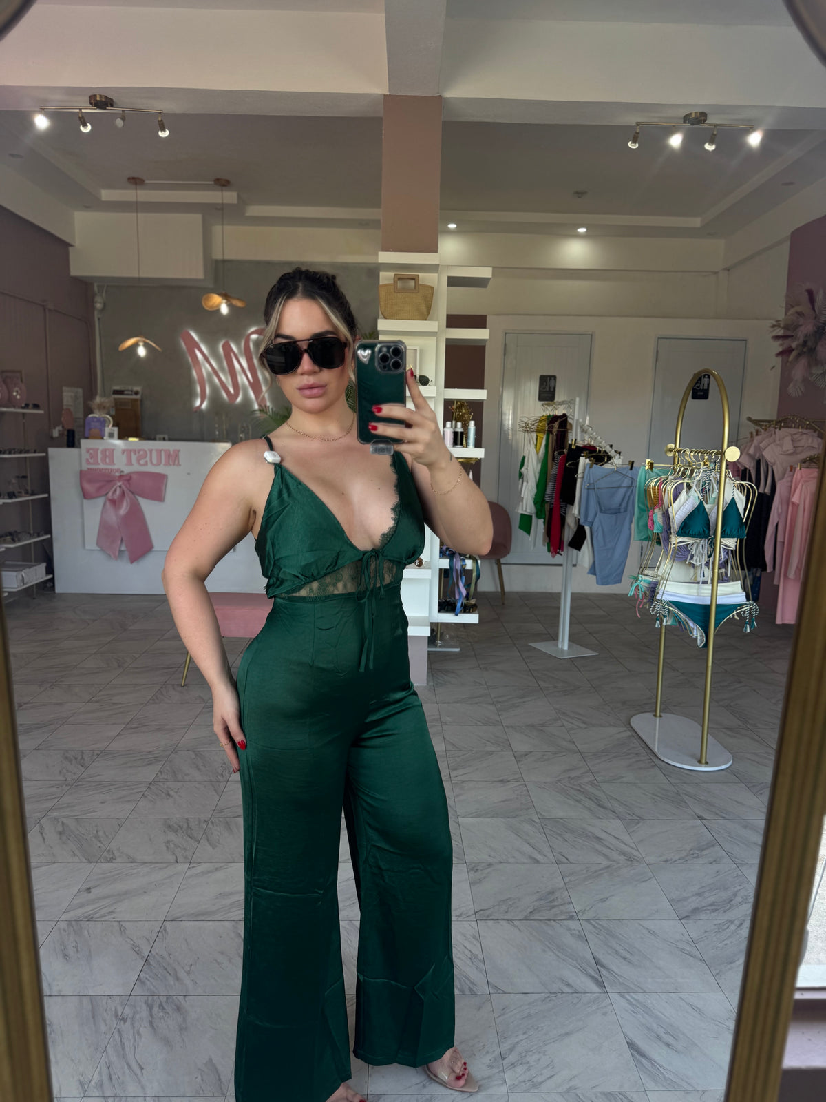 GREEN LUX LACE SUIT