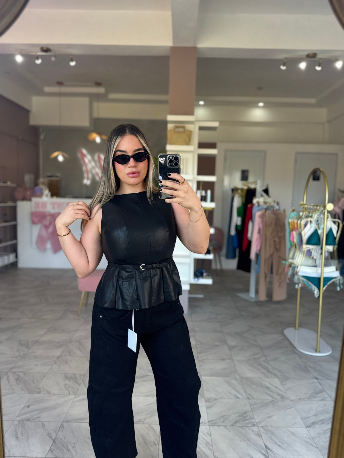 LEATHER BLCK TOP